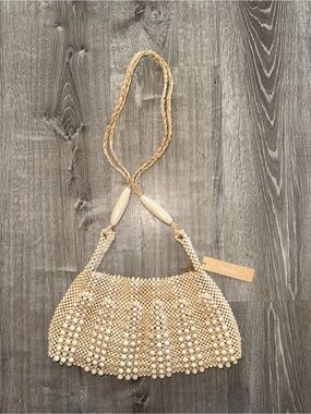 Aranaz Cream Beaded Shoulder Bag